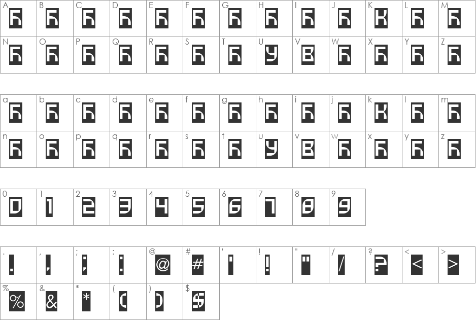 VUK-35 font character map preview