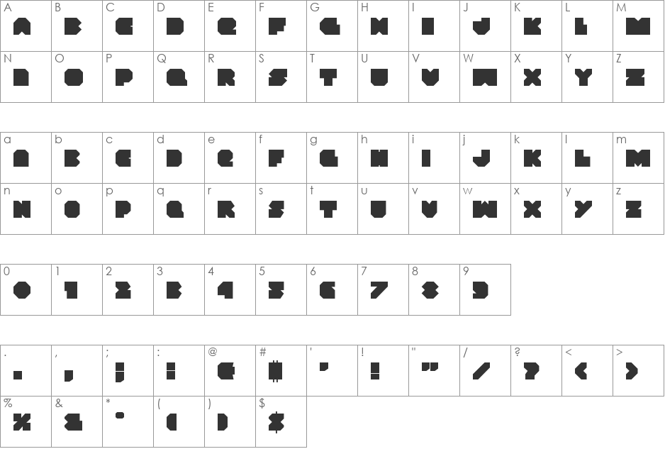 VX Rocket font character map preview
