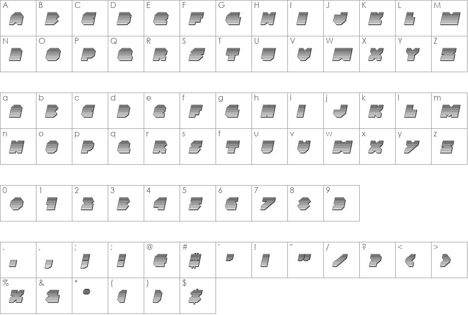 VX Rocket Chrome Italic font character map preview