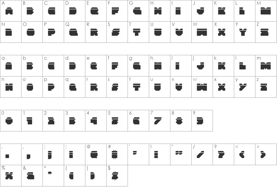 VX Rocket Laser font character map preview