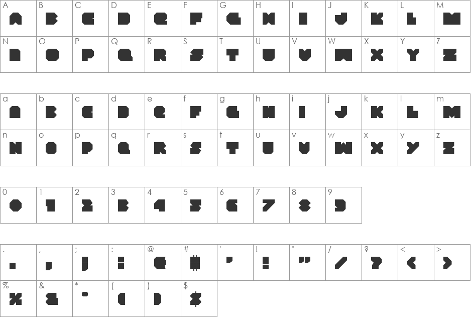 VX Rocket Outline Italic font character map preview