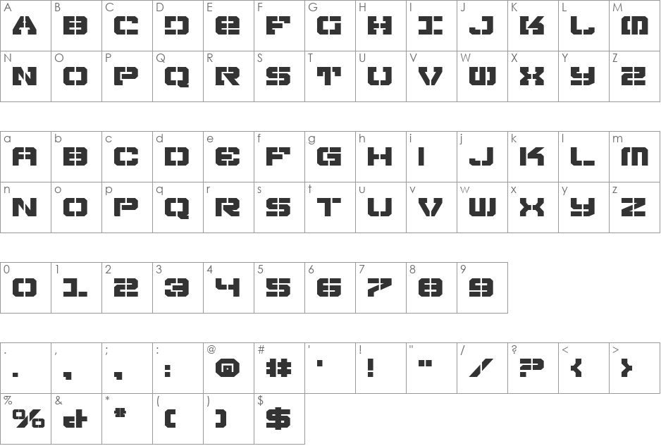 Vyper Bold Expanded font character map preview