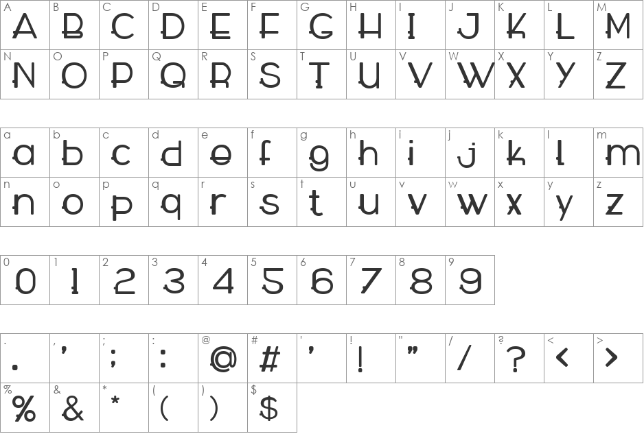 WABECO font character map preview