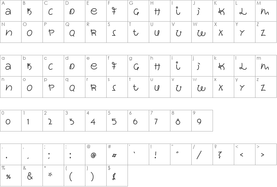 wacky sushi font character map preview