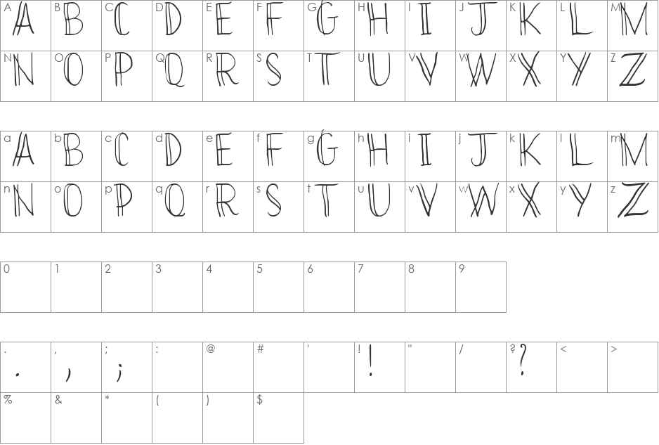 Bikinny Demo font character map preview