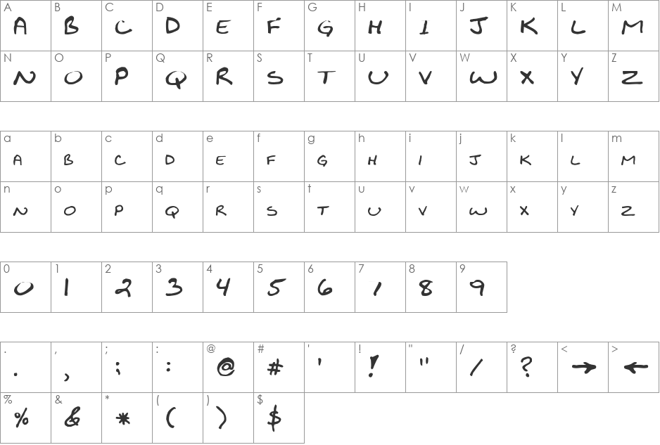Bikly font character map preview