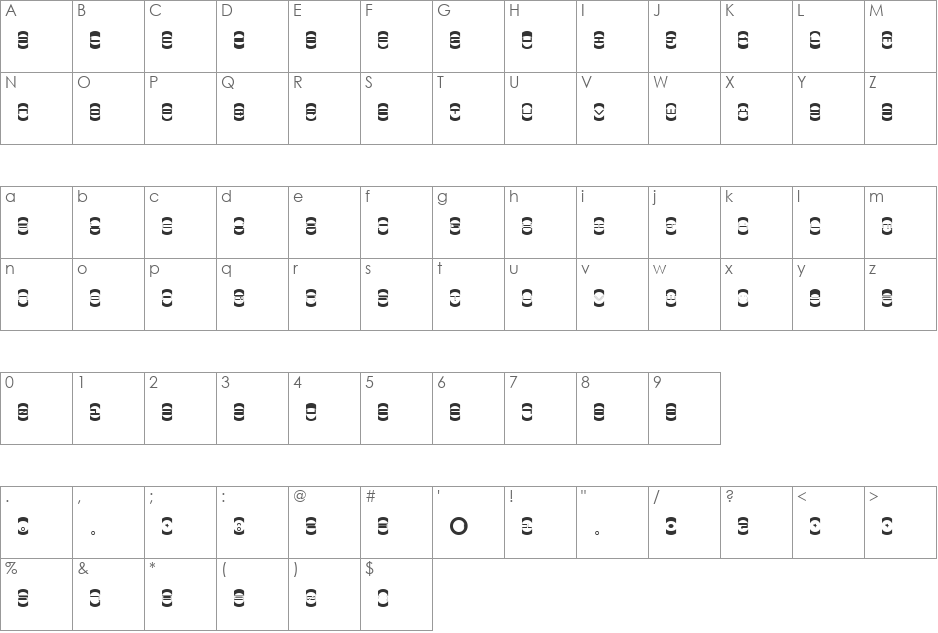 Wafers font character map preview