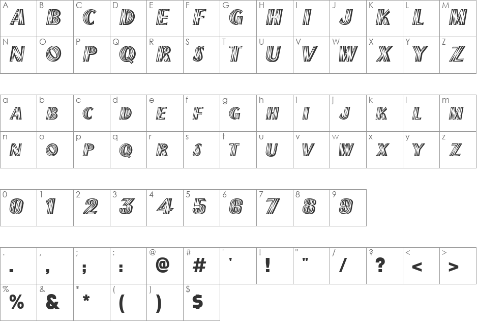 wagner font character map preview