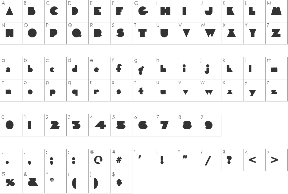 Wagner Silhouette NF font character map preview