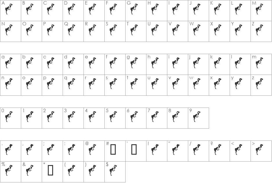 Waitress font character map preview