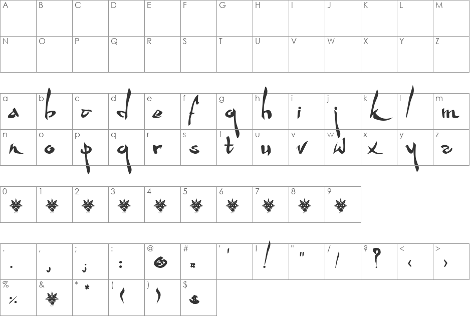 wakfu fan font character map preview