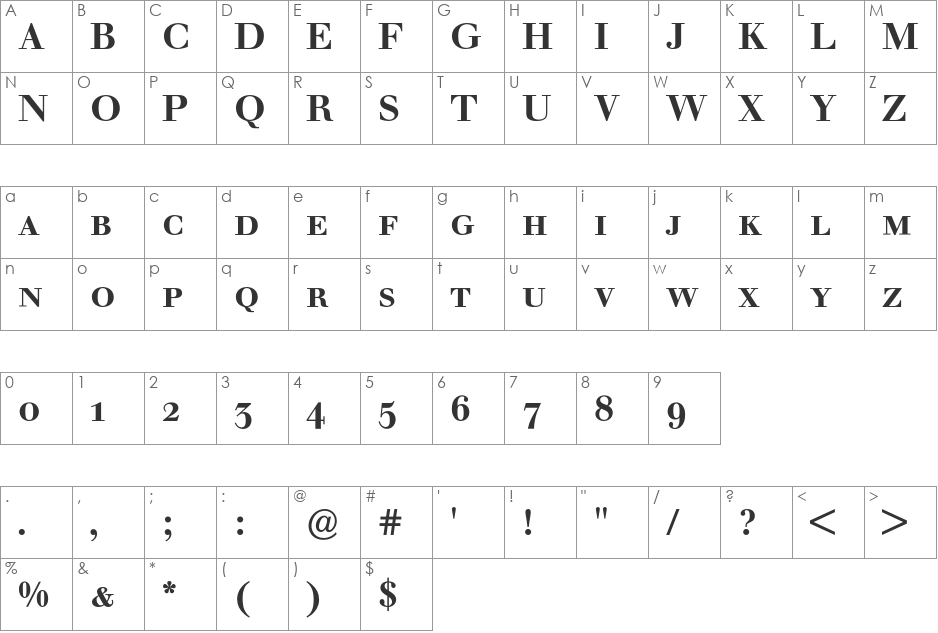 Walbaum Standard Expert BQ font character map preview