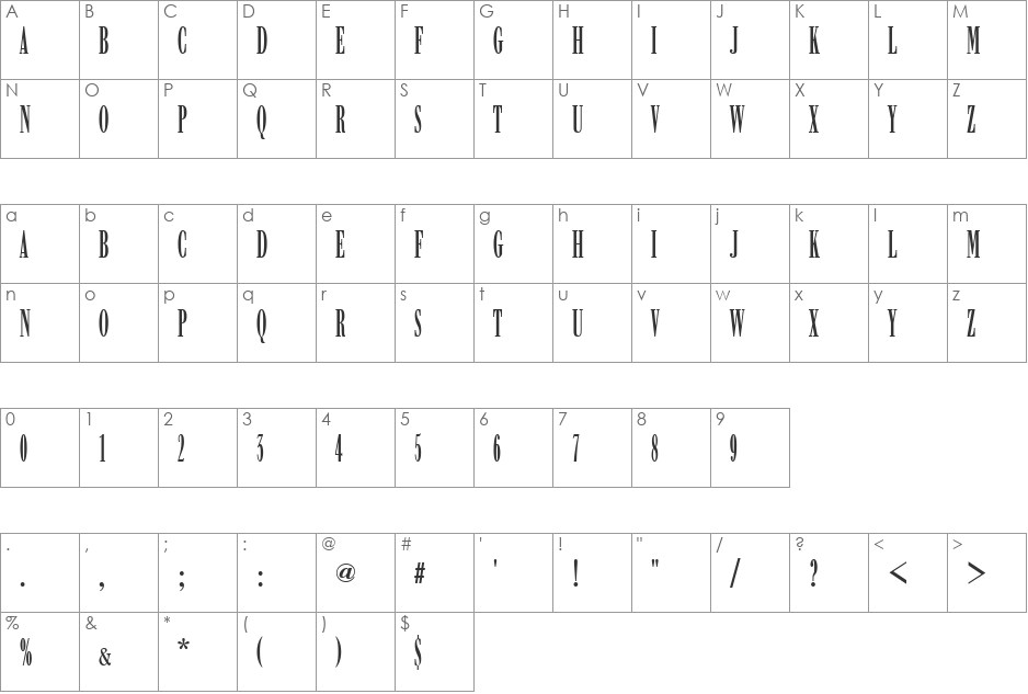 WalbaumBucComDMed font character map preview