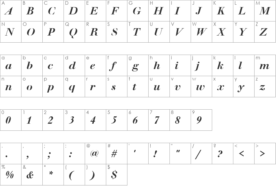 WalbaumBucTMed font character map preview