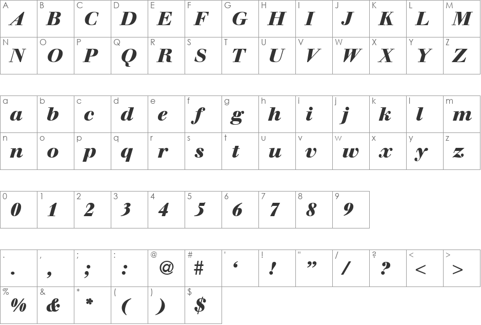 WalbaumDisplayHeavy font character map preview