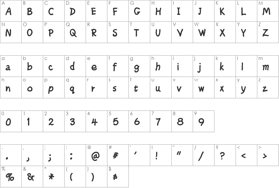 WalcomeOne font character map preview