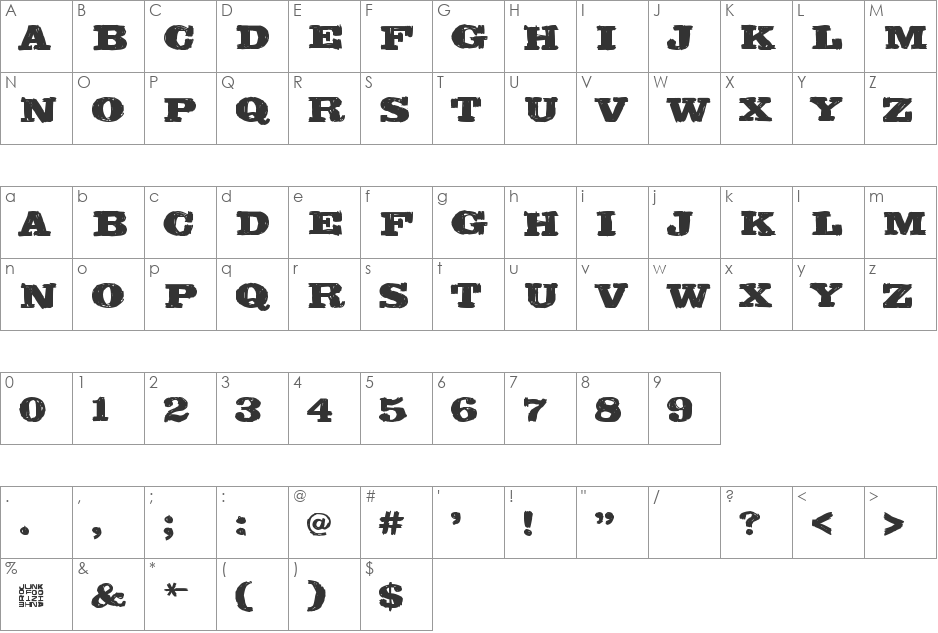 Bilbao font character map preview