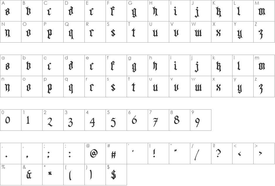 Walk Da Walk One font character map preview