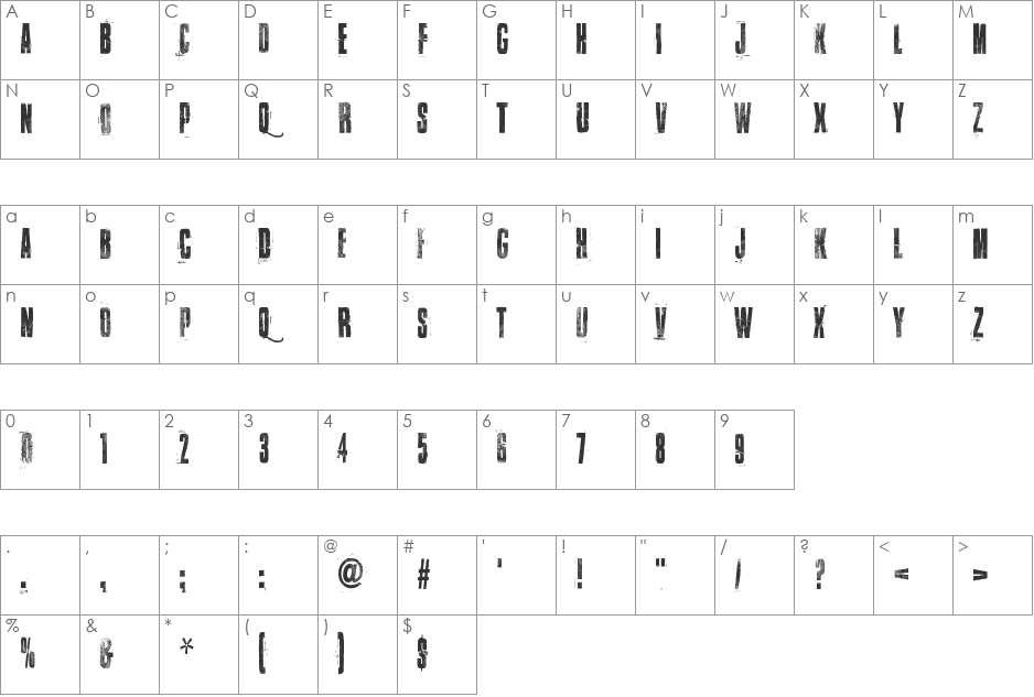 Walk this way font character map preview