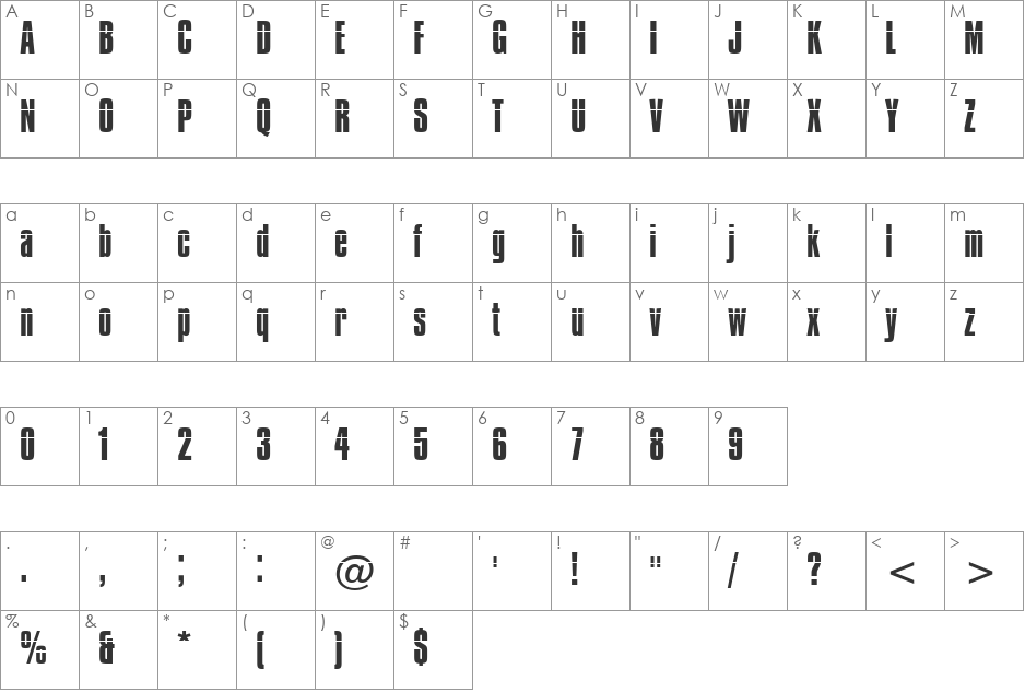 Walk Through font character map preview