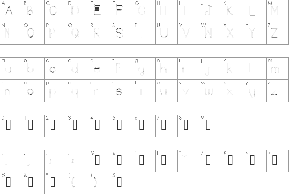 Walker font character map preview