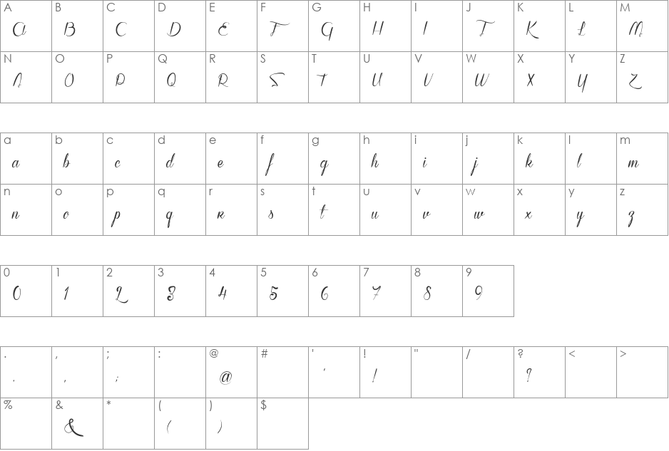 Walker on the Moon font character map preview