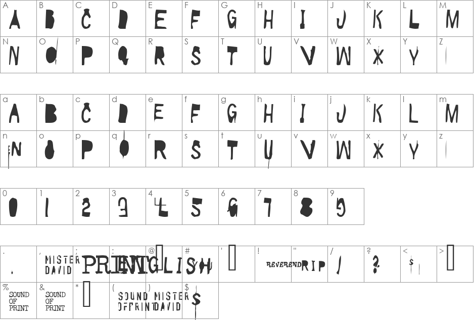 WalkieTalkie font character map preview