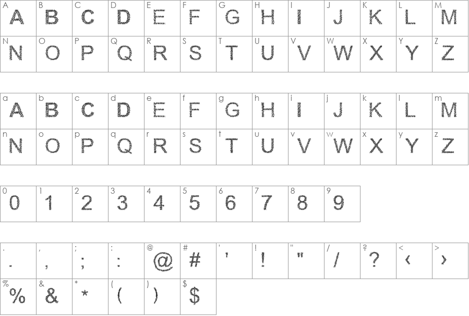 WalkingCrowd font character map preview