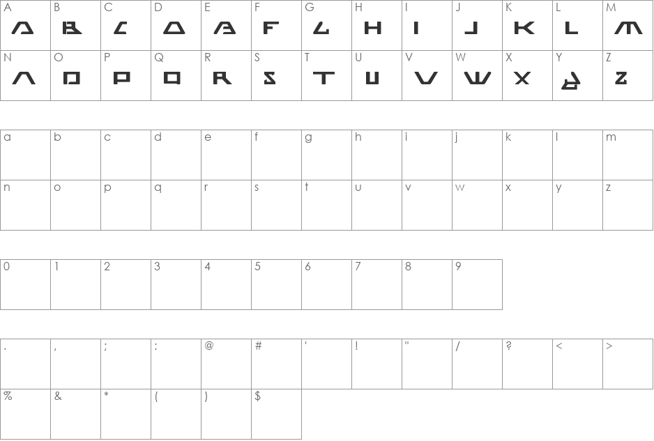 WALKMAN font character map preview