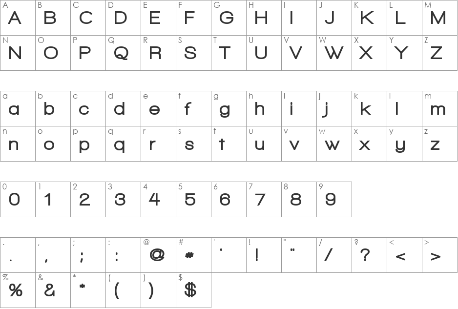 Walkway Black font character map preview