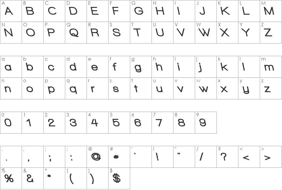 Walkway Black RevOblique font character map preview