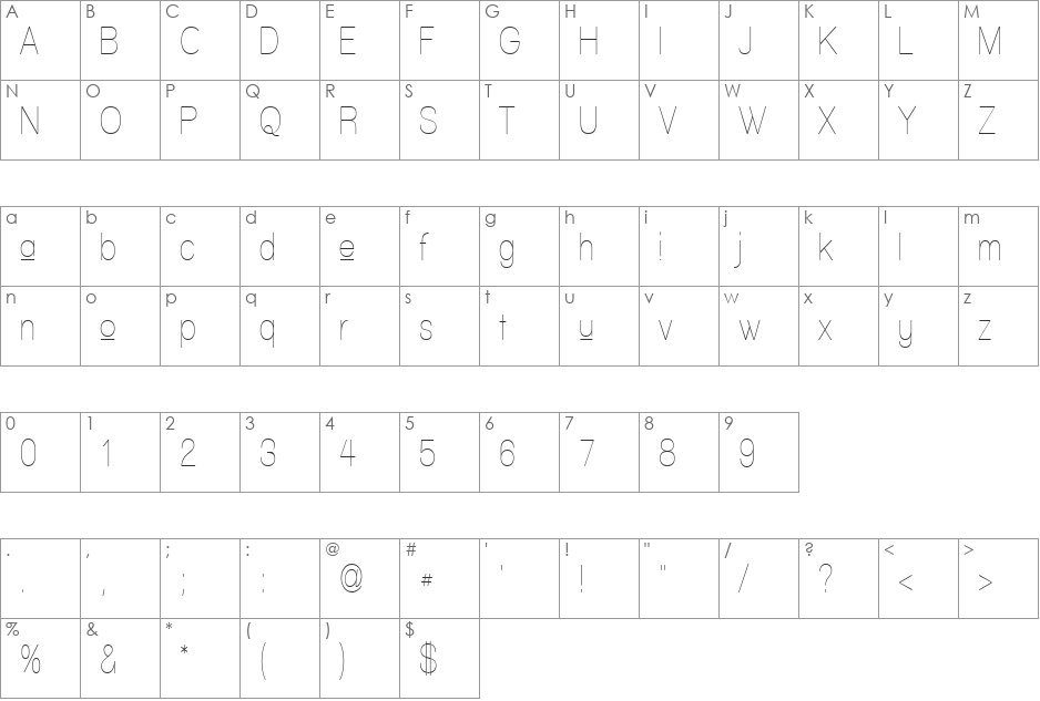 Walkway Upper Condensed font character map preview