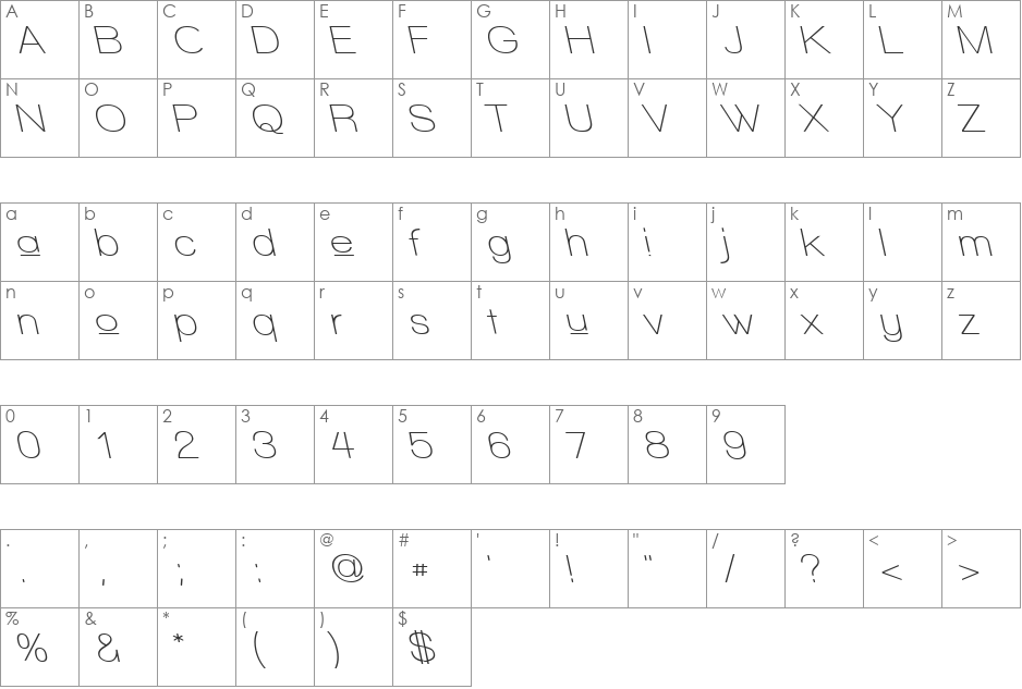 Walkway Upper SemiBold RevObl font character map preview