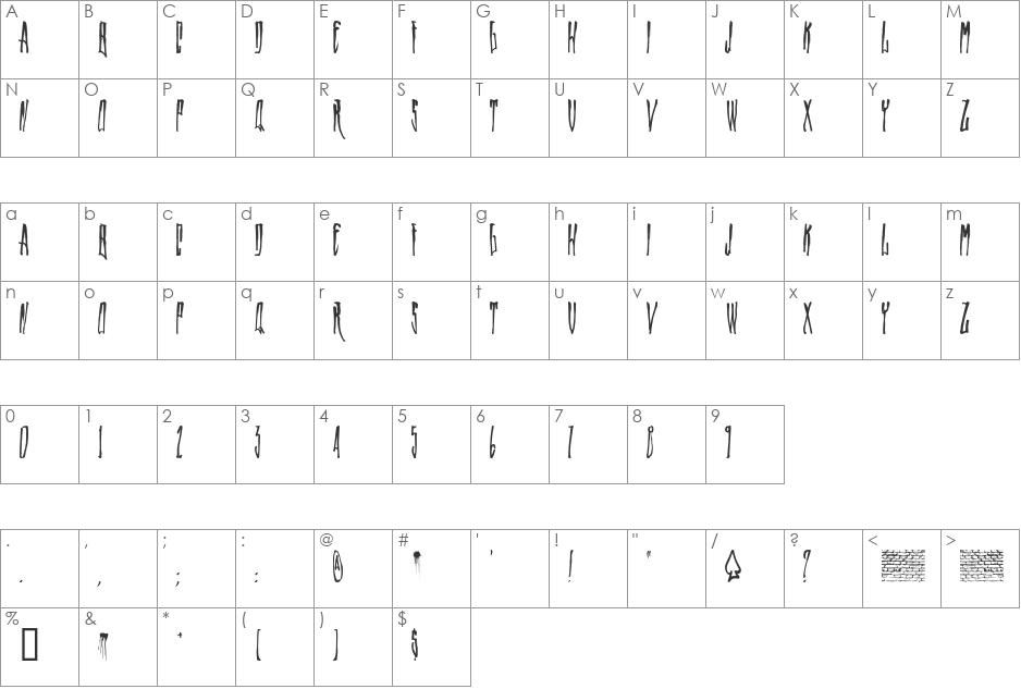 WALLRIDE font character map preview