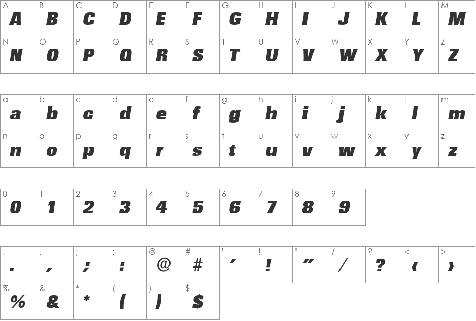 WalterBecker-Black font character map preview