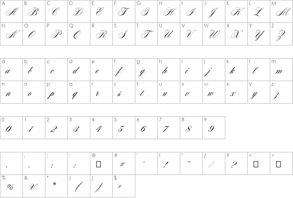 AeroliteCPtwo font character map preview