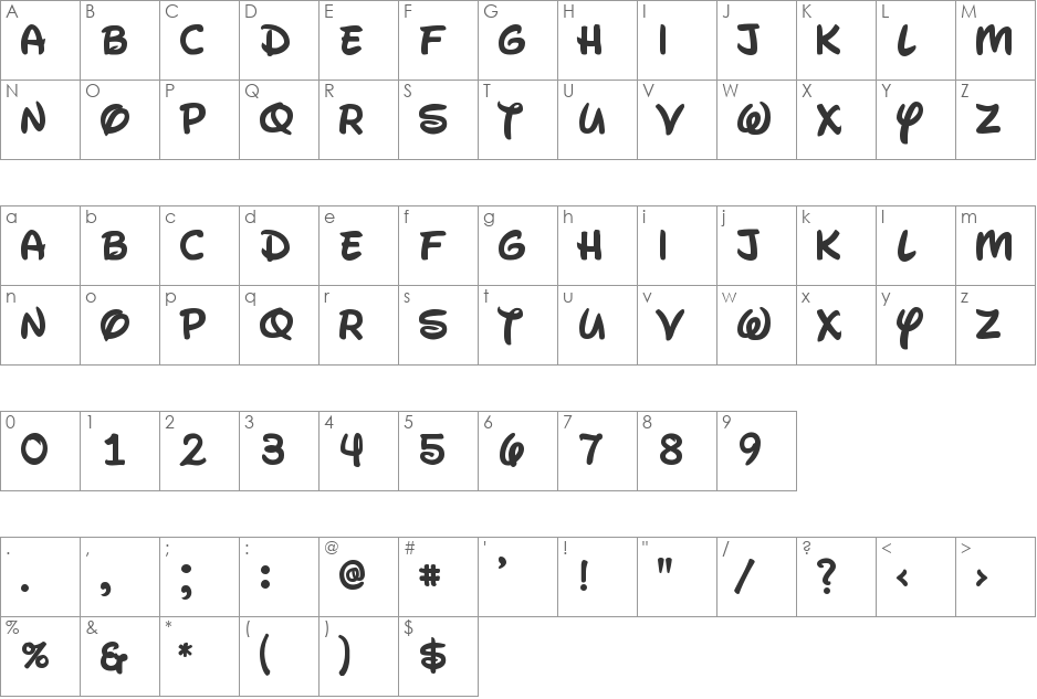 Waltograph UI font character map preview