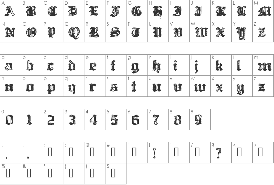Bill Hicks font character map preview