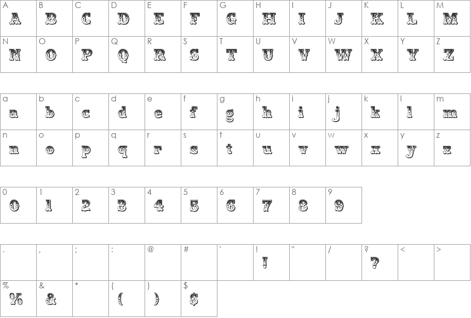 Wanderer font character map preview