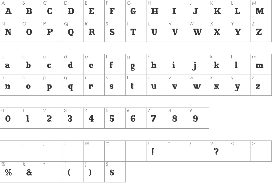 Wanderer Black font character map preview