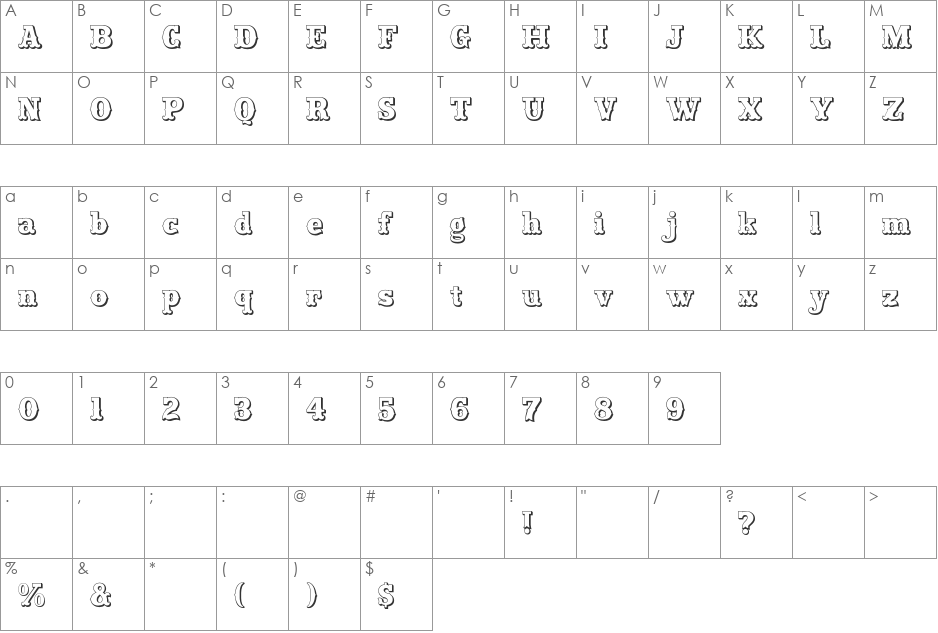 Wanderer Open font character map preview