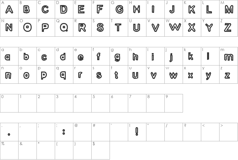 Warden font character map preview