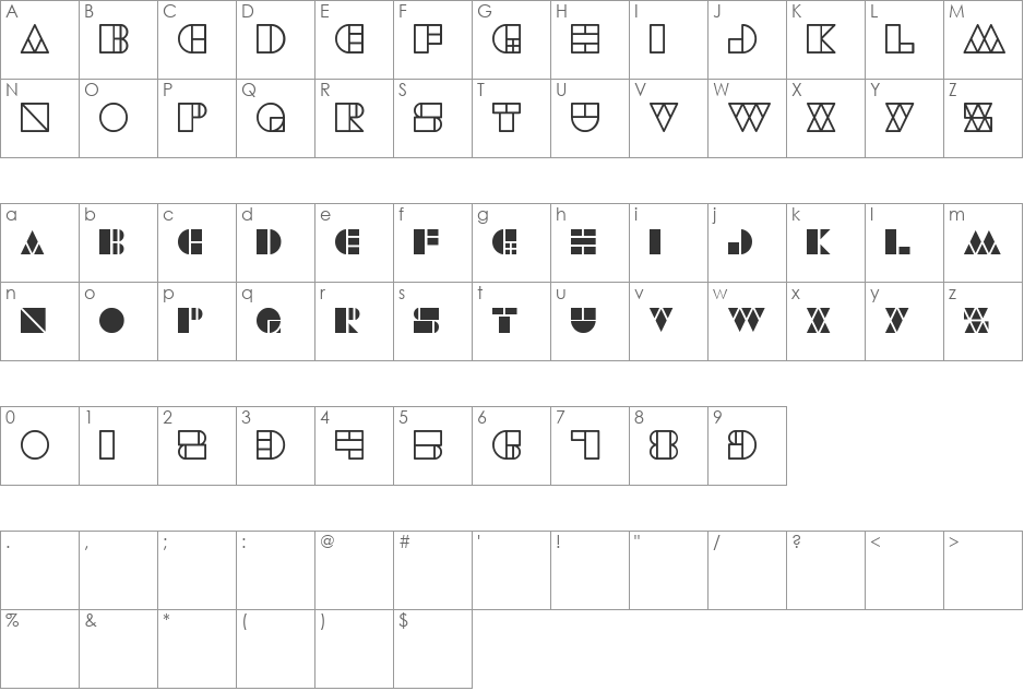 WAREHOUSE PROJECT font character map preview