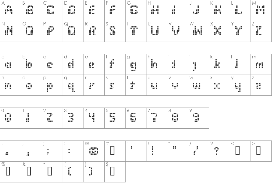 Wargames font character map preview