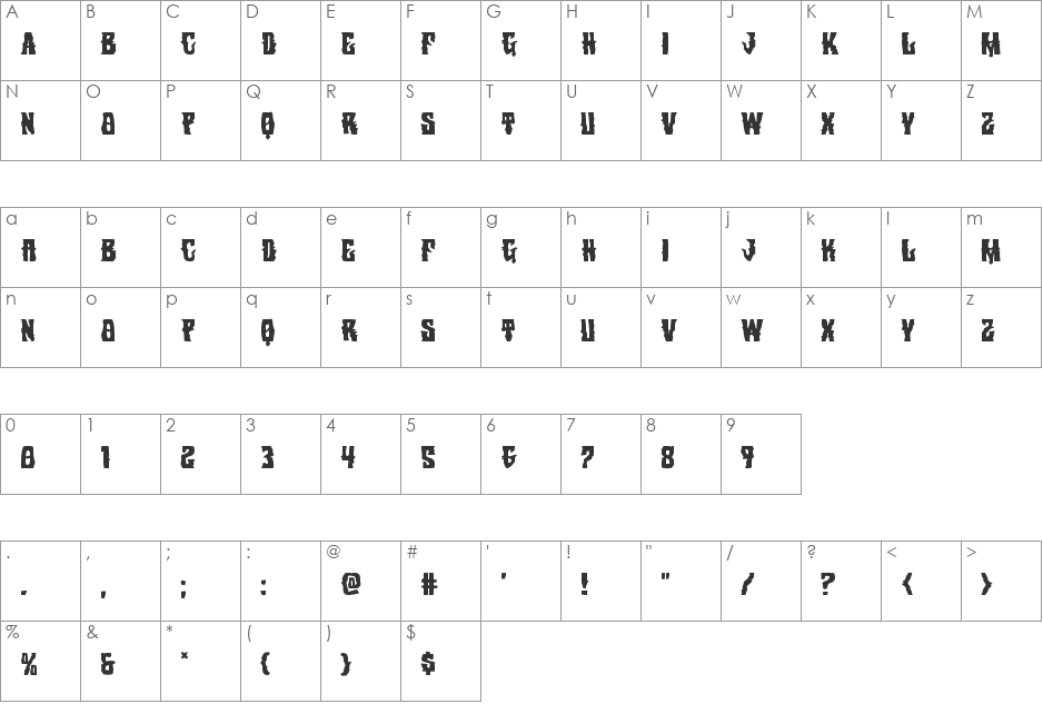 Warlock's Ale font character map preview