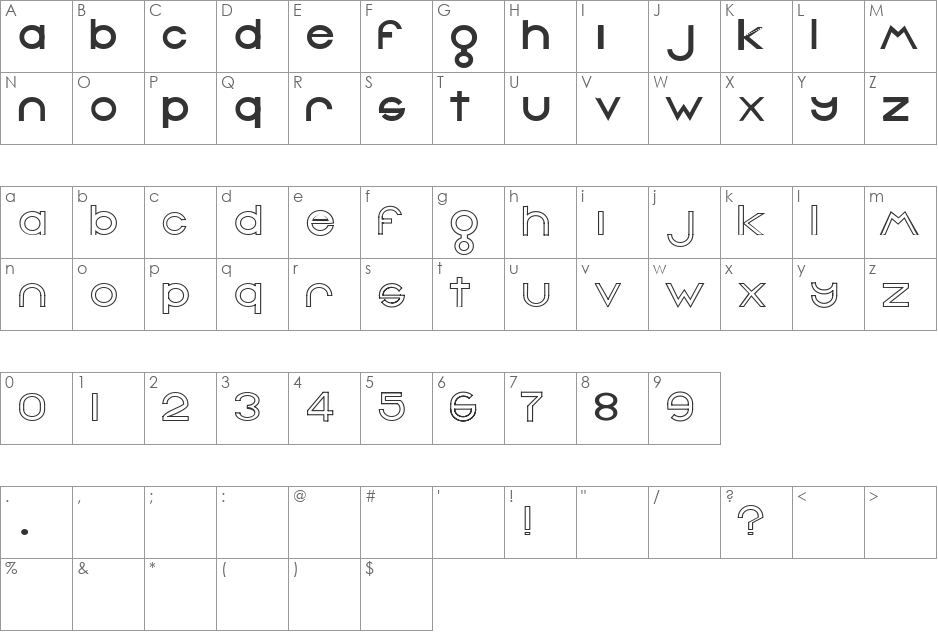 Warren font character map preview