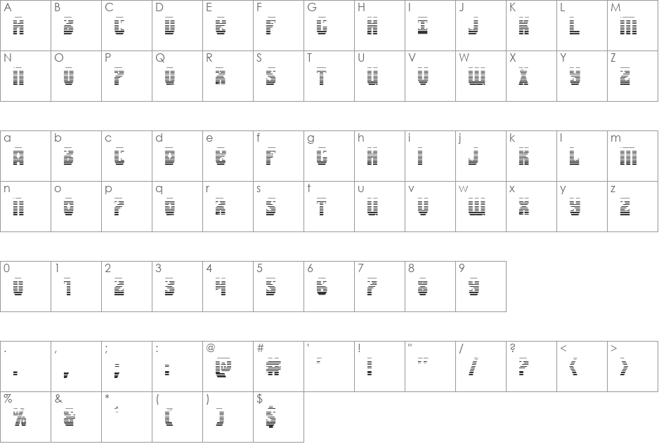 Warrior Nation Gradient font character map preview