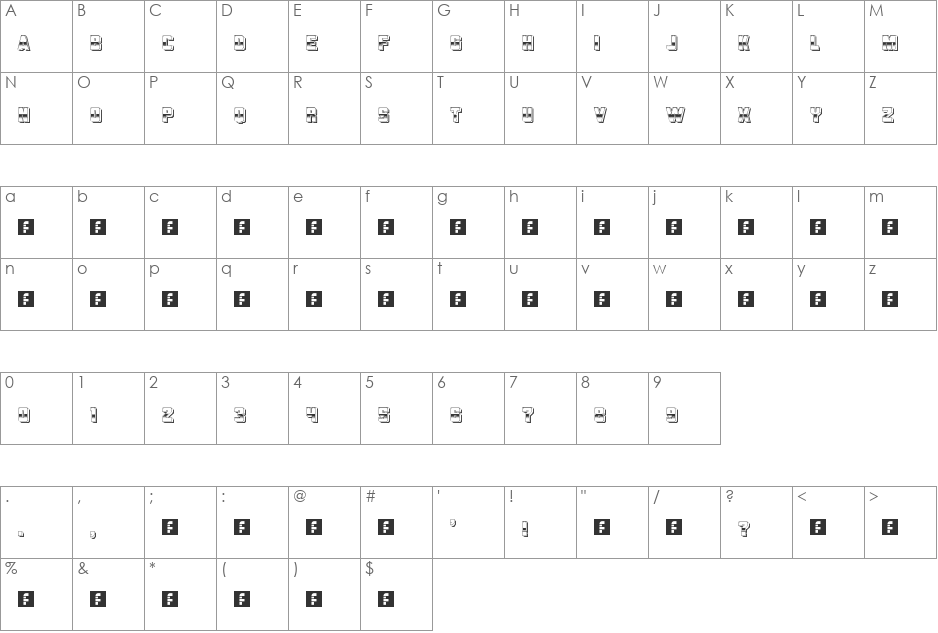 Aerologica font character map preview