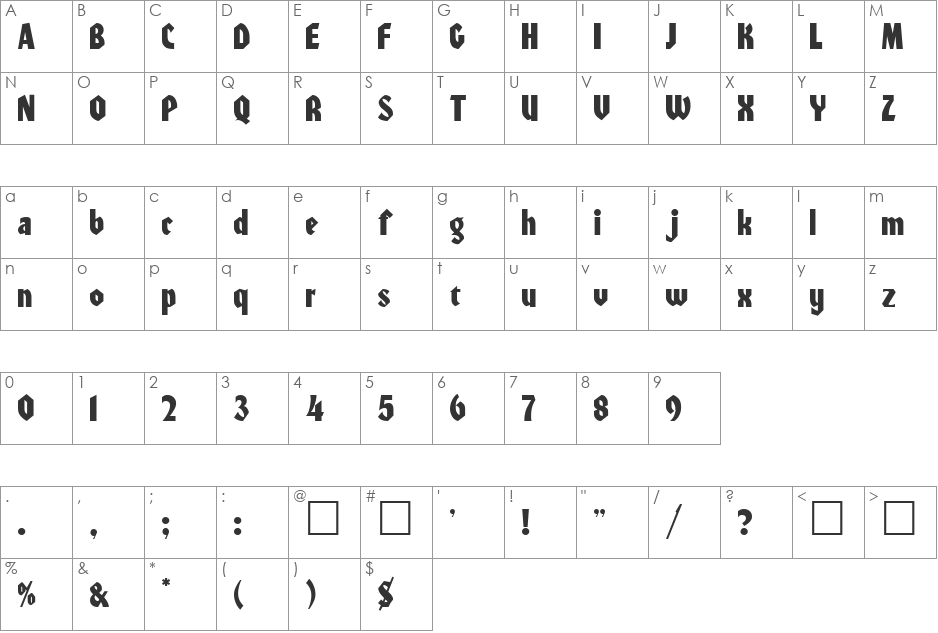 Warszawa font character map preview