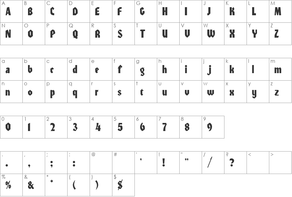 Warszawa font character map preview